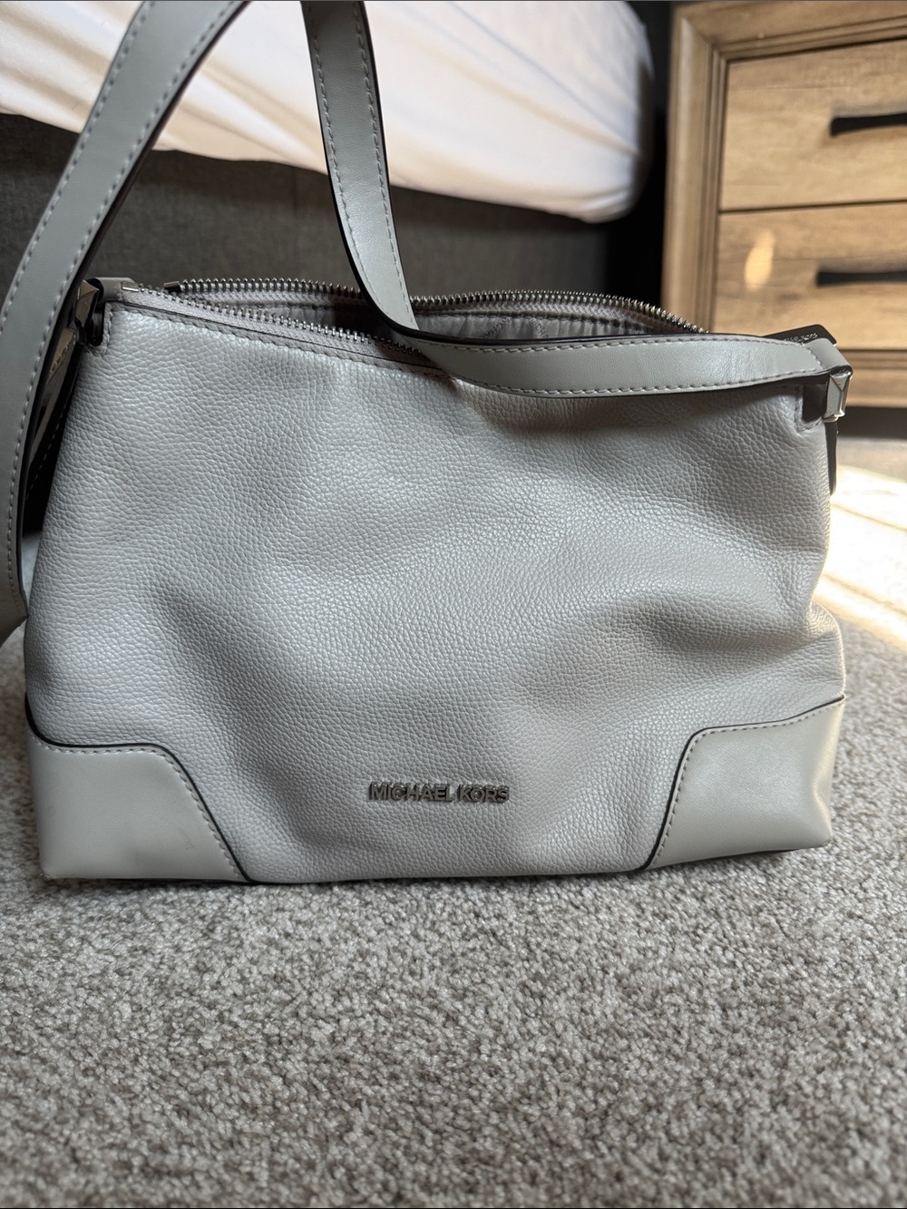 Michael Kors Light Gray l Leather Shoulder Bag
